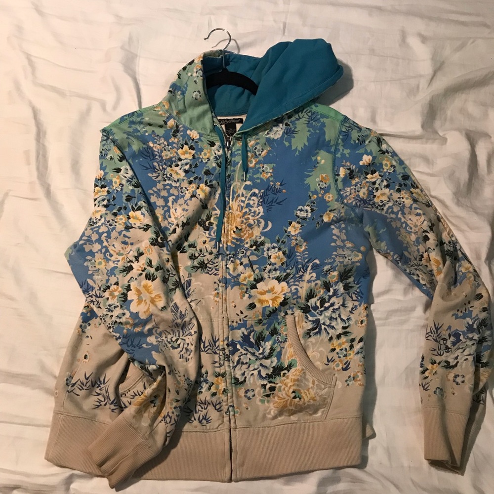 Lucky brand Floral  zip up hoodie